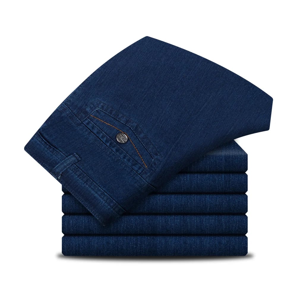 Men's High Waist Straight Leg Jeans – Tobias-Dark blue-30WX30L (50-60kg)-Nora Luxe