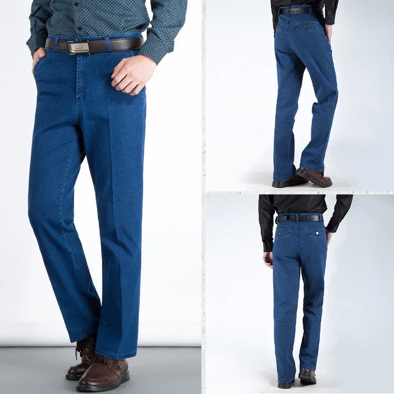 Men's High Waist Straight Leg Jeans – Tobias-Light blue-30WX30L (50-60kg)-Nora Luxe