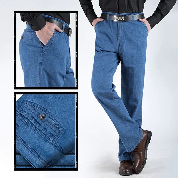 Men's High Waist Straight Leg Jeans – Tobias-Light blue-30WX30L (50-60kg)-Nora Luxe