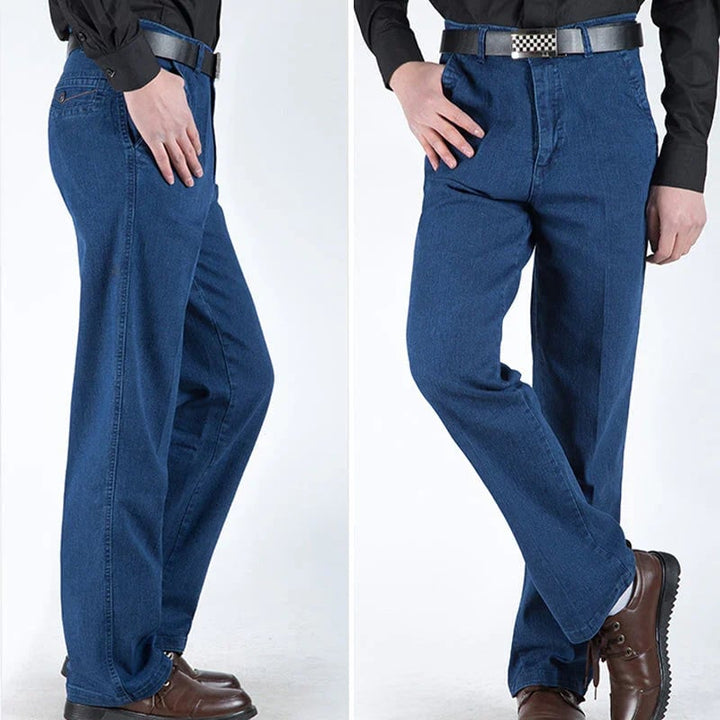 Men's High Waist Straight Leg Jeans – Tobias-Light blue-30WX30L (50-60kg)-Nora Luxe