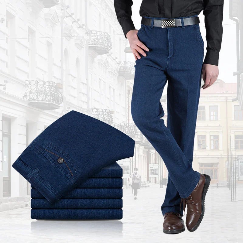 Men's High Waist Straight Leg Jeans – Tobias-Light blue-30WX30L (50-60kg)-Nora Luxe