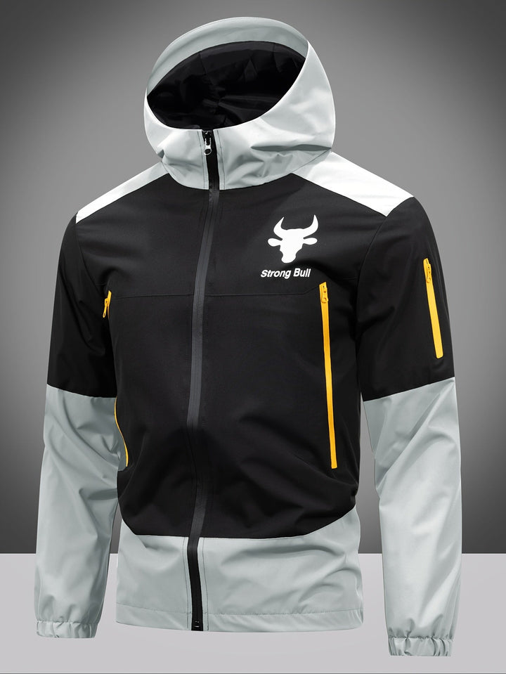 Men's Jacket with Zip, Hood and Colour Block Design - Milan-Light gray-S-Nora Luxe