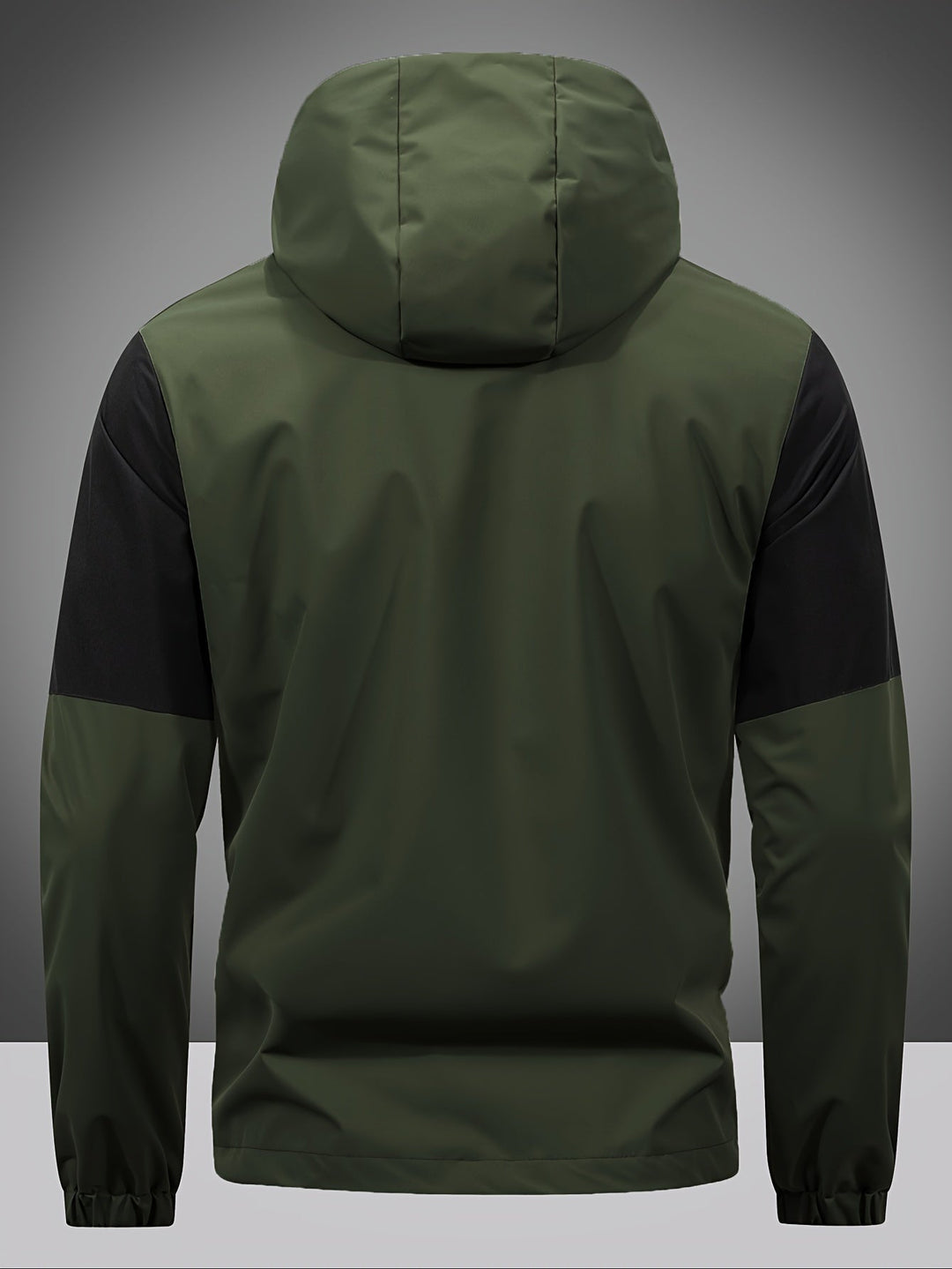 Men's Jacket with Zip, Hood and Colour Block Design - Milan-Olive green-S-Nora Luxe