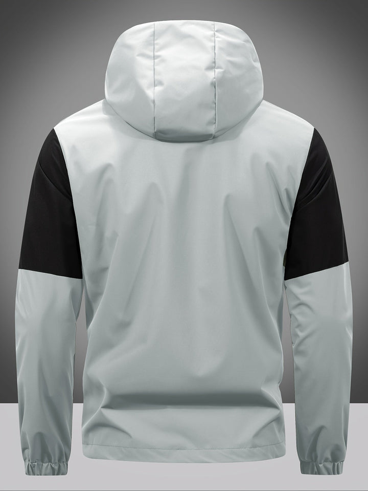 Men's Jacket with Zip, Hood and Colour Block Design - Milan-Olive green-S-Nora Luxe