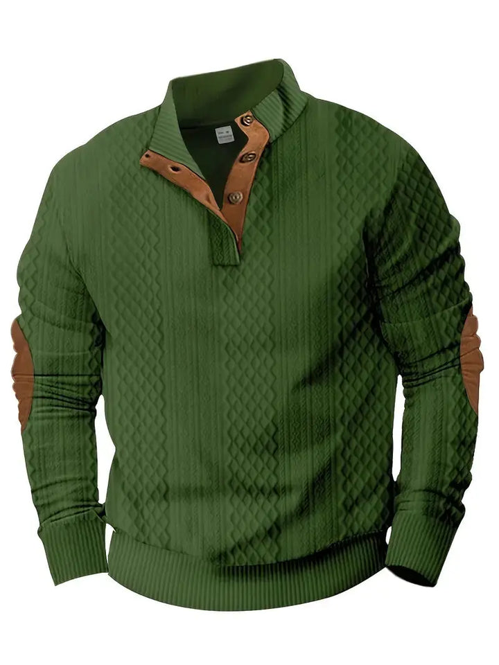 Men's Knitted Outdoor Sweater with Patches - Logan-Black-S-Nora Luxe
