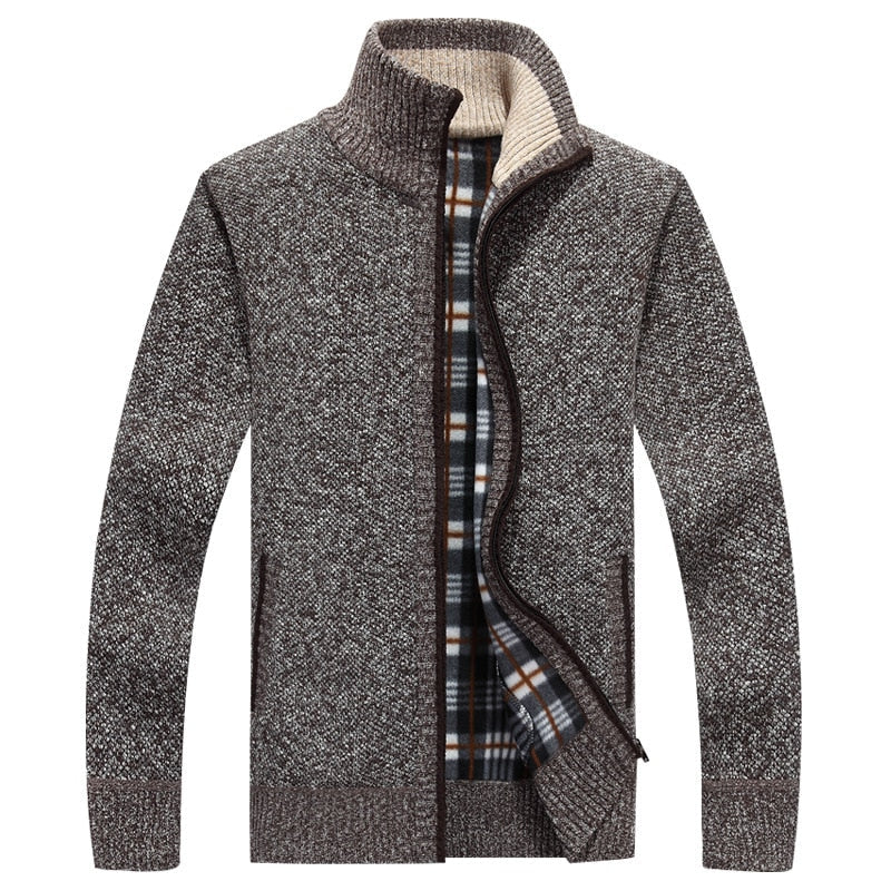 Men's Knitted Zipped Cardigan - Victor-Brown-M-Nora Luxe