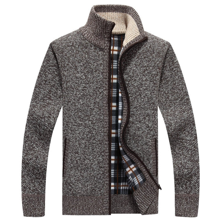 Men's Knitted Zipped Cardigan - Victor-Brown-M-Nora Luxe