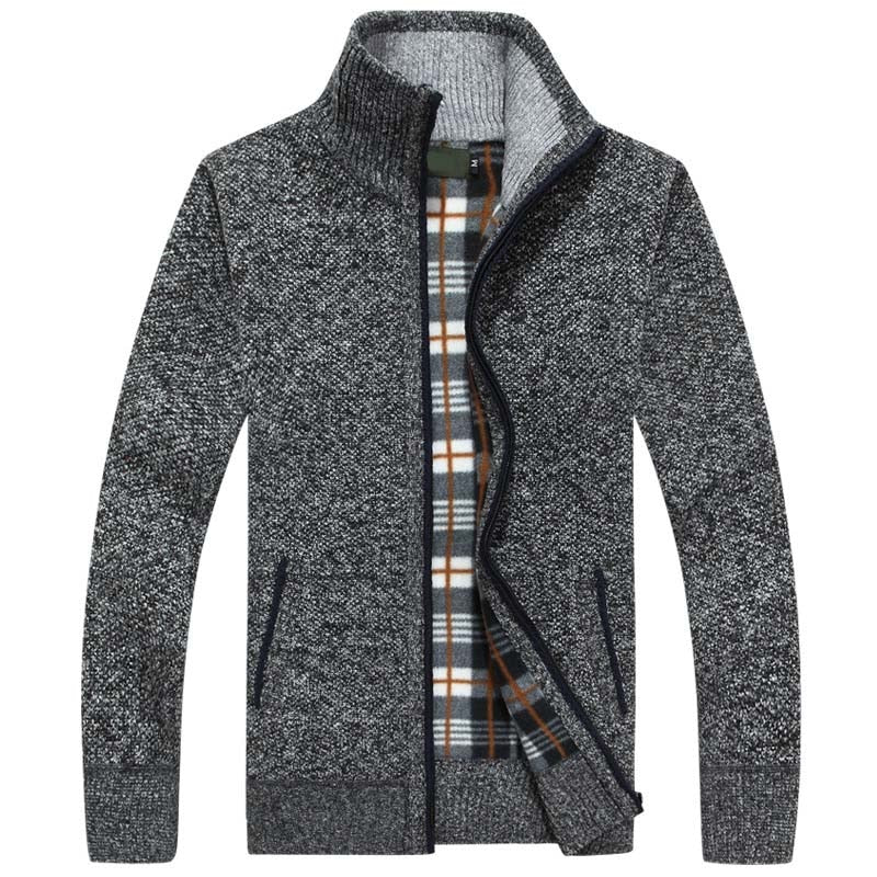 Men's Knitted Zipped Cardigan - Victor-Dark Gray-M-Nora Luxe