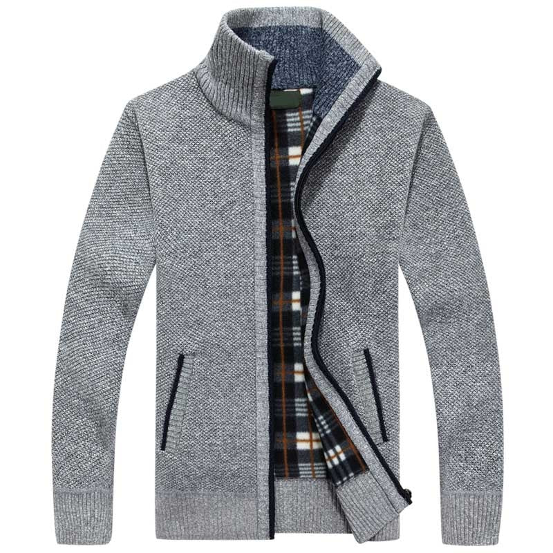 Men's Knitted Zipped Cardigan - Victor-Light Gray-M-Nora Luxe