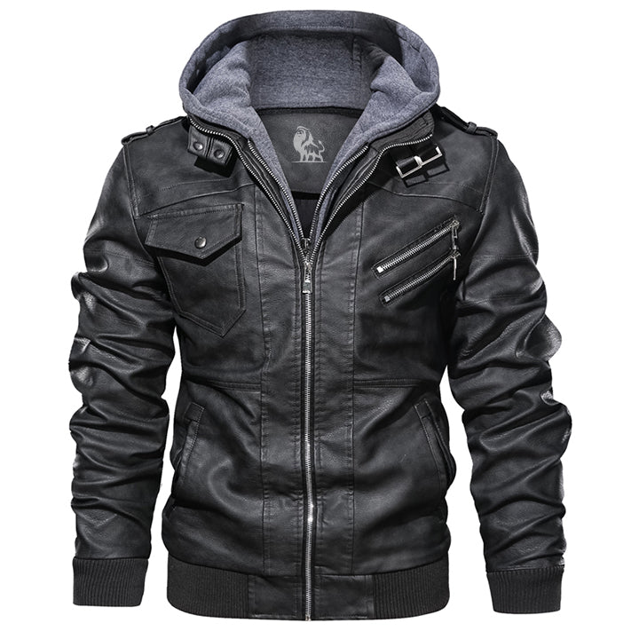 Men's learning jacket with detachable hood - Ryder-Black-S-Nora Luxe