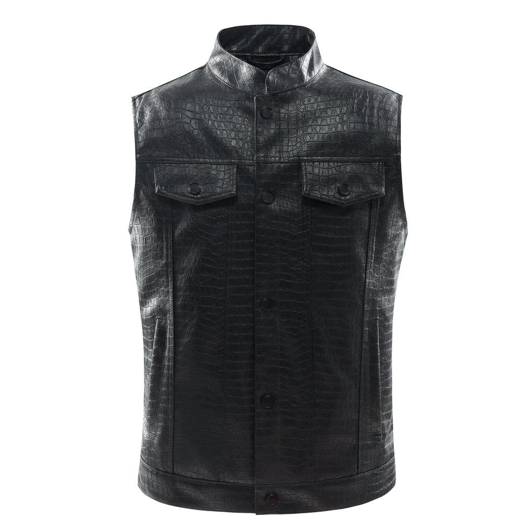 Men's Leather Vest - Viper-Black-S-Nora Luxe