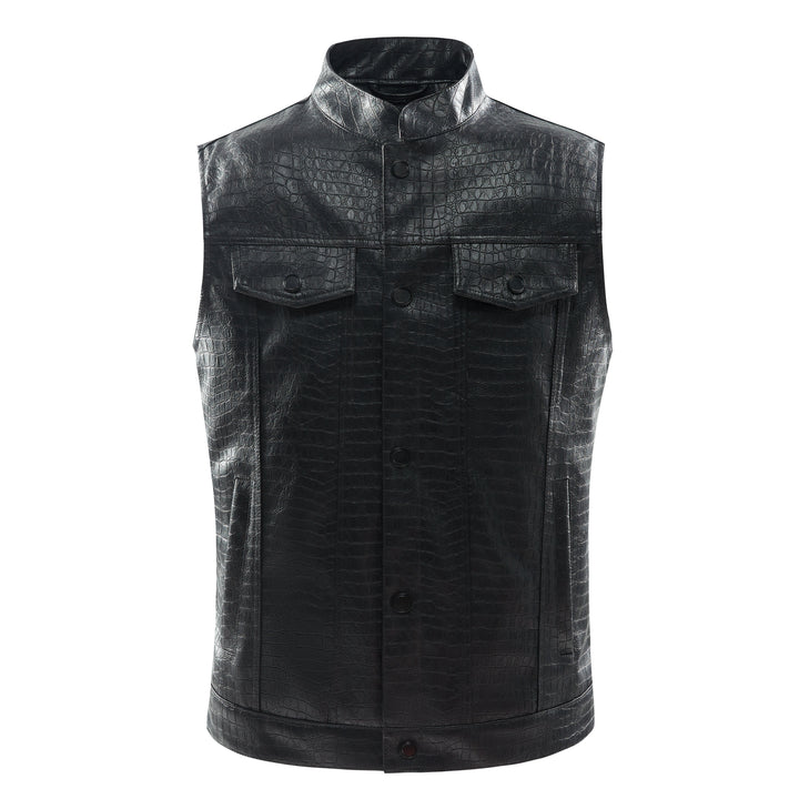Men's Leather Vest - Viper-Black-S-Nora Luxe