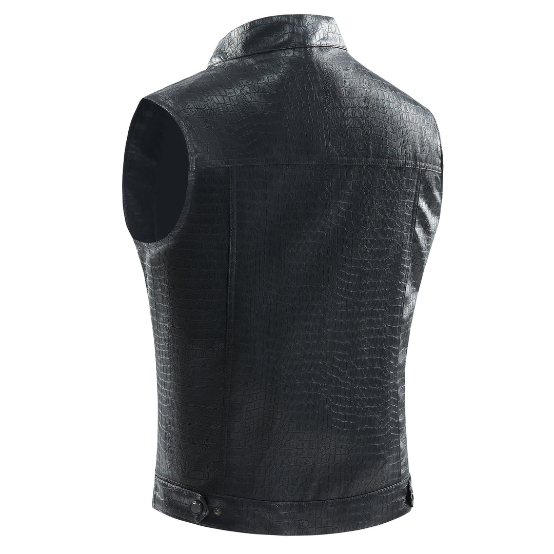 Men's Leather Vest - Viper-Black-S-Nora Luxe