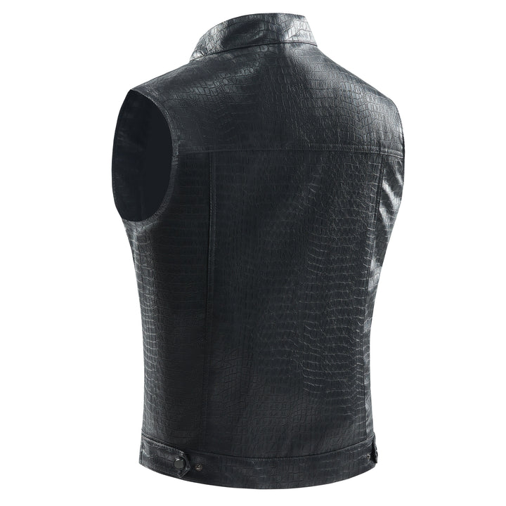 Men's Leather Vest - Viper-Black-S-Nora Luxe