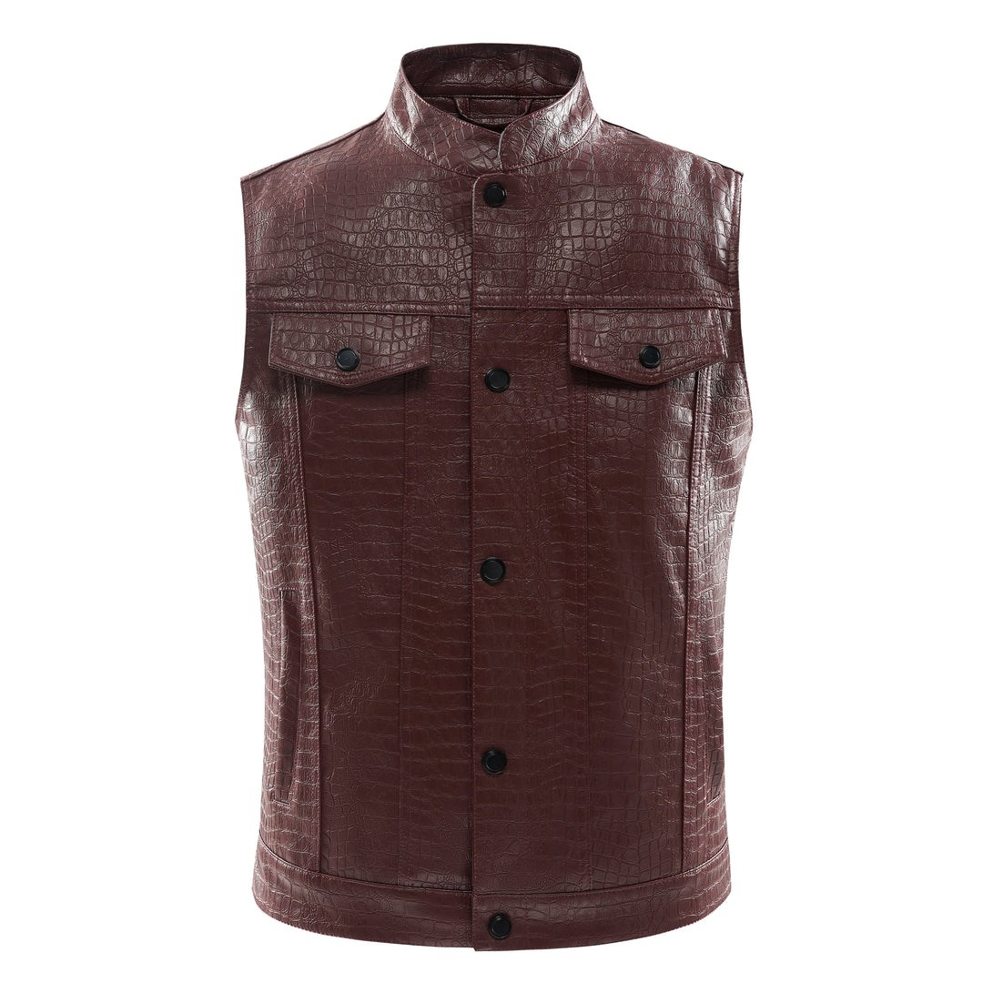 Men's Leather Vest - Viper-Black-S-Nora Luxe
