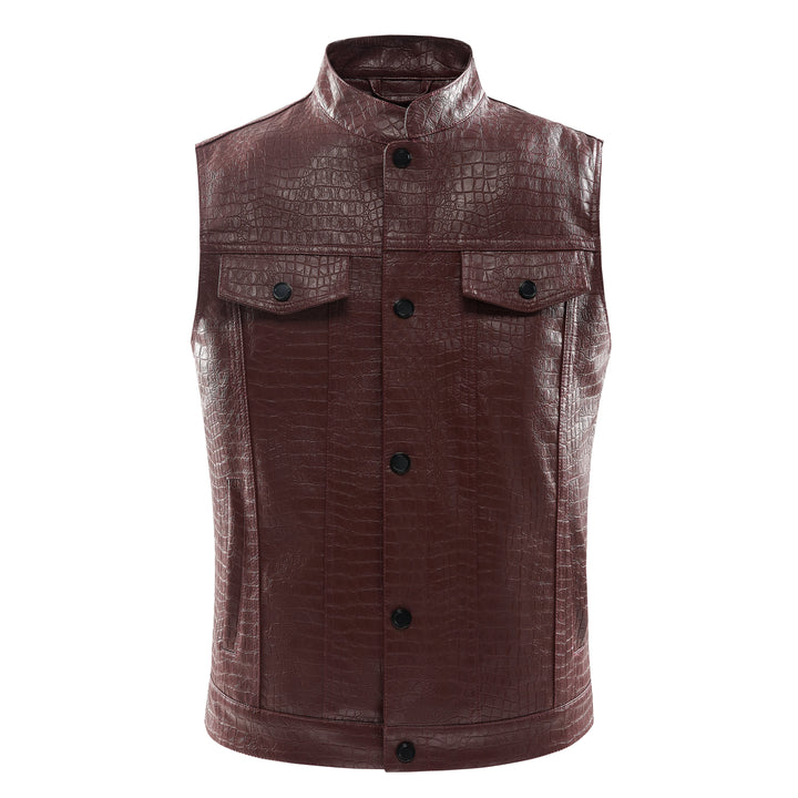 Men's Leather Vest - Viper-Black-S-Nora Luxe
