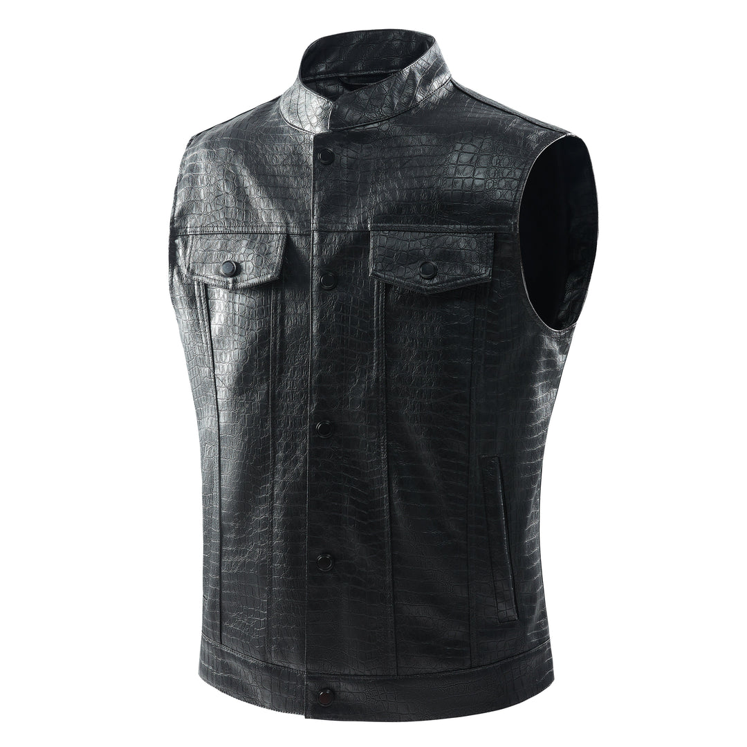 Men's Leather Vest - Viper-Black-S-Nora Luxe