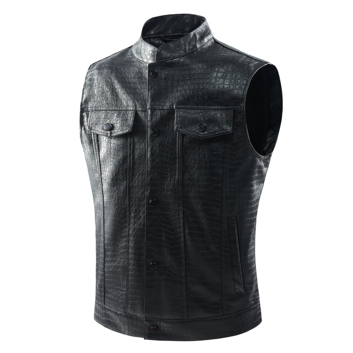Men's Leather Vest - Viper-Black-S-Nora Luxe