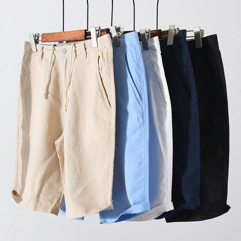 Men's linen-cotton summer shorts with button closure - Sandro-Black-S-Nora Luxe