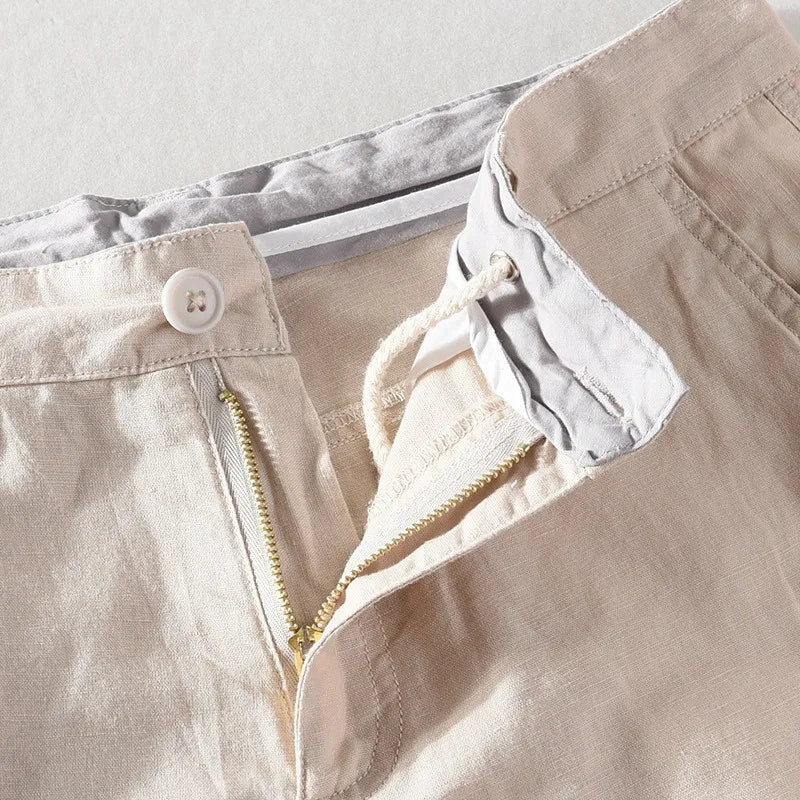 Men's linen-cotton summer shorts with button closure - Sandro-Black-S-Nora Luxe