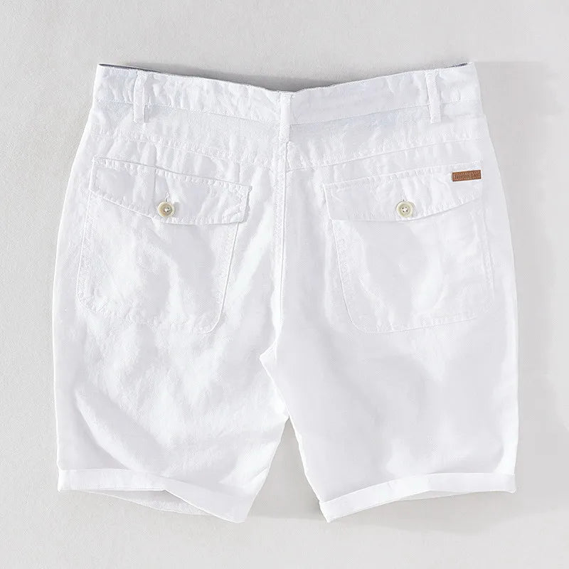 Men's linen-cotton summer shorts with button closure - Sandro-Black-S-Nora Luxe