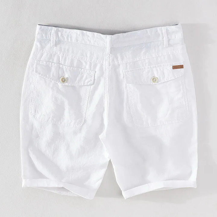 Men's linen-cotton summer shorts with button closure - Sandro-Black-S-Nora Luxe