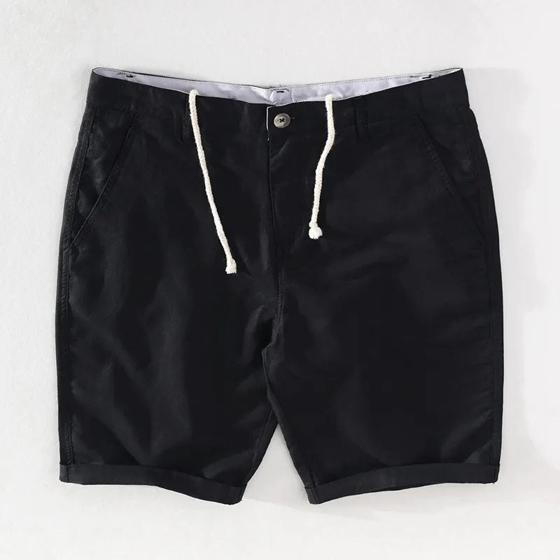 Men's linen-cotton summer shorts with button closure - Sandro-Black-S-Nora Luxe