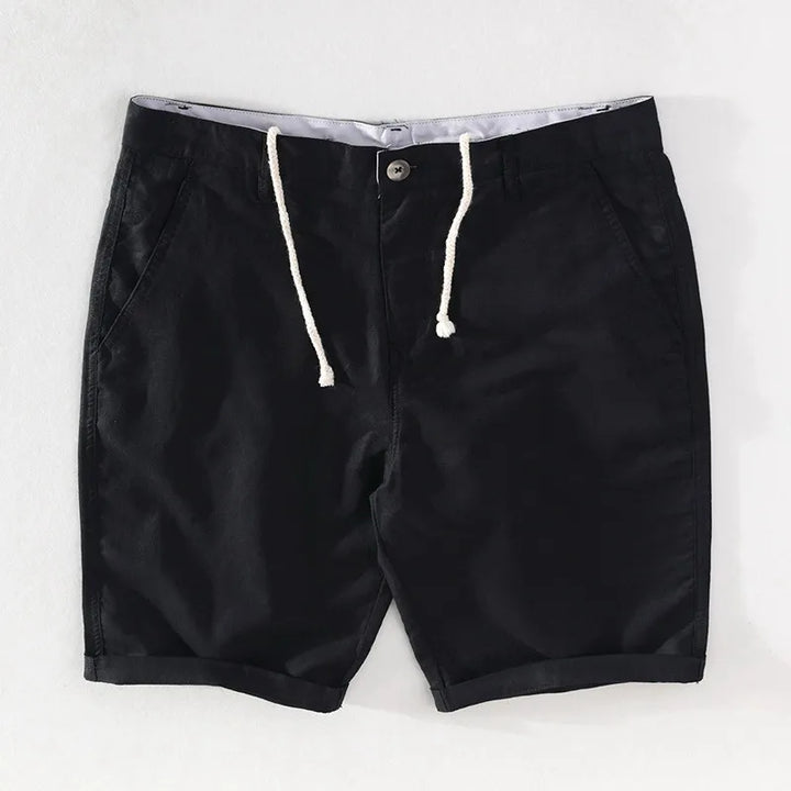 Men's linen-cotton summer shorts with button closure - Sandro-Black-S-Nora Luxe