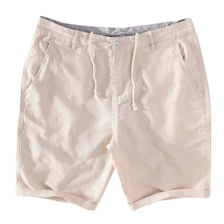 Men's linen-cotton summer shorts with button closure - Sandro-Khaki-S-Nora Luxe