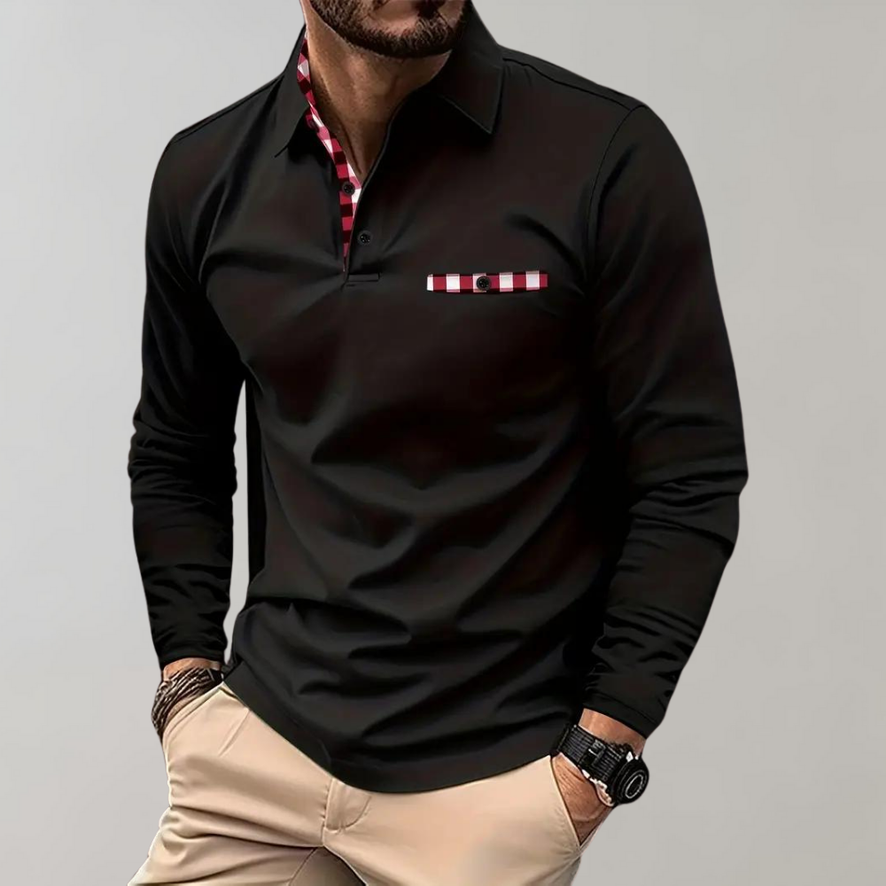 Men's Long Sleeve T-Shirt - Finn-Black-S-Nora Luxe