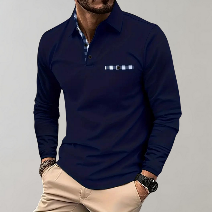 Men's Long Sleeve T-Shirt - Finn-Dark Blue-S-Nora Luxe