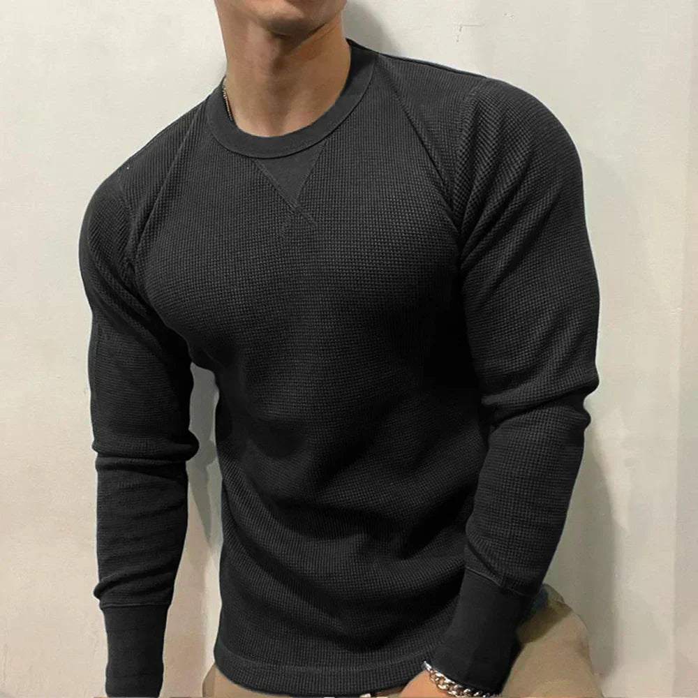 Men's Muscle Fit Autumn Sweater - Bravone-Black-S-Nora Luxe