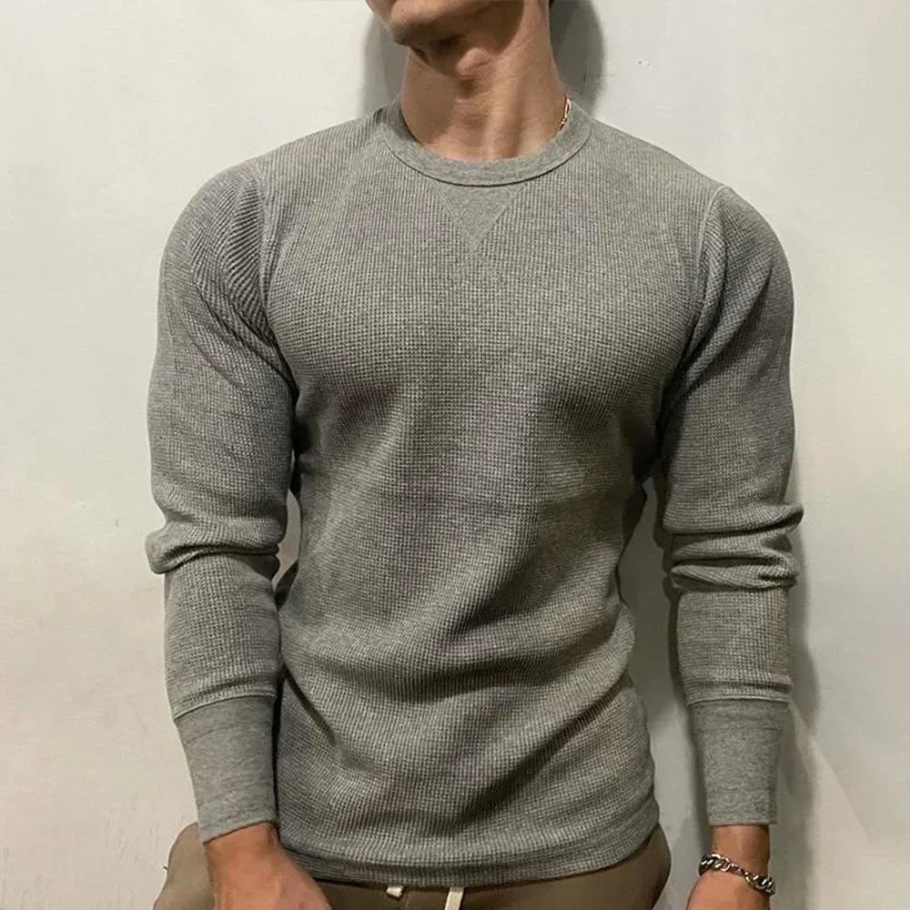 Men's Muscle Fit Autumn Sweater - Bravone-Gray-S-Nora Luxe