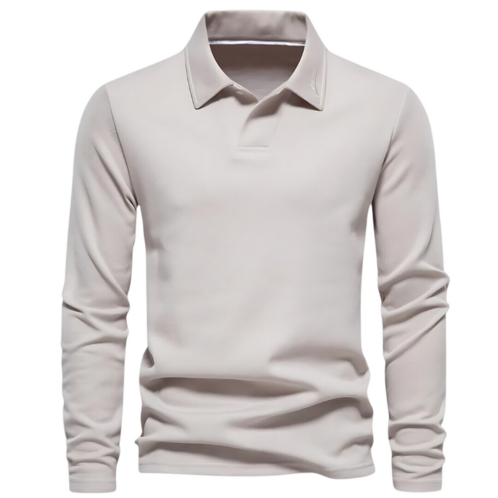 Men's Polo Long Sleeves - Vince-Beige-S-Nora Luxe
