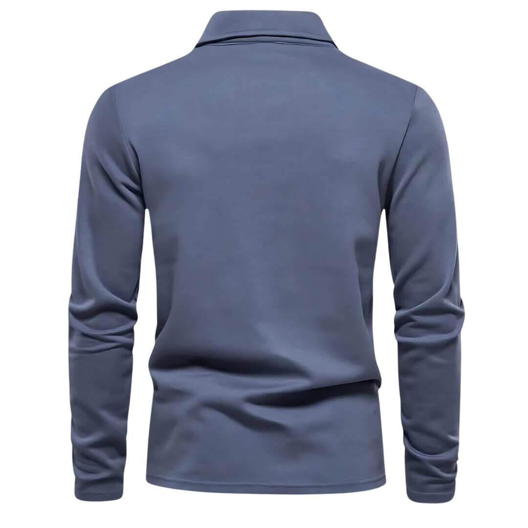 Men's Polo Long Sleeves - Vince-Blue-S-Nora Luxe