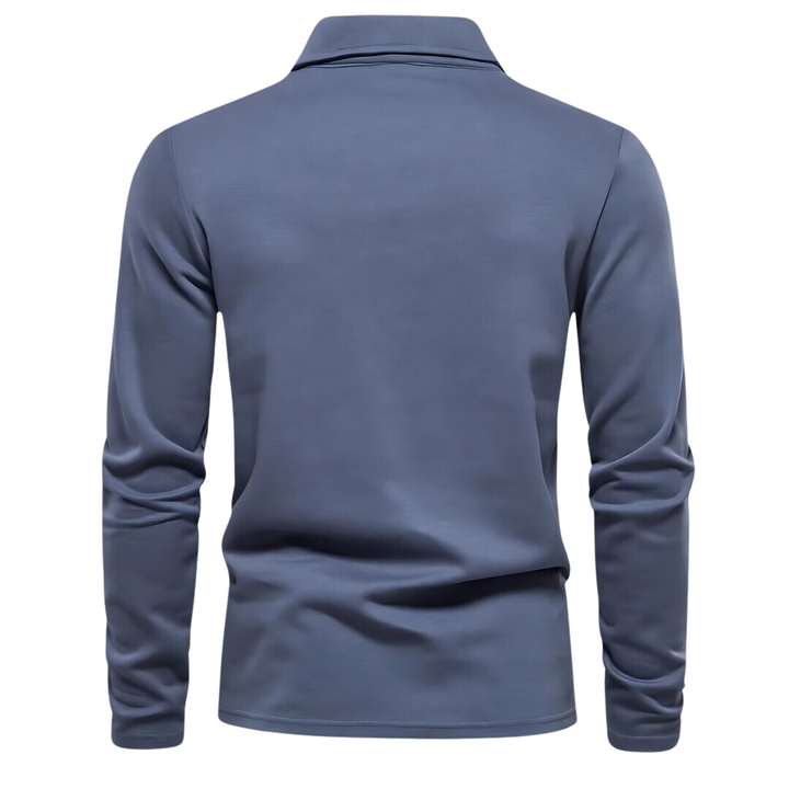 Men's Polo Long Sleeves - Vince-Blue-S-Nora Luxe