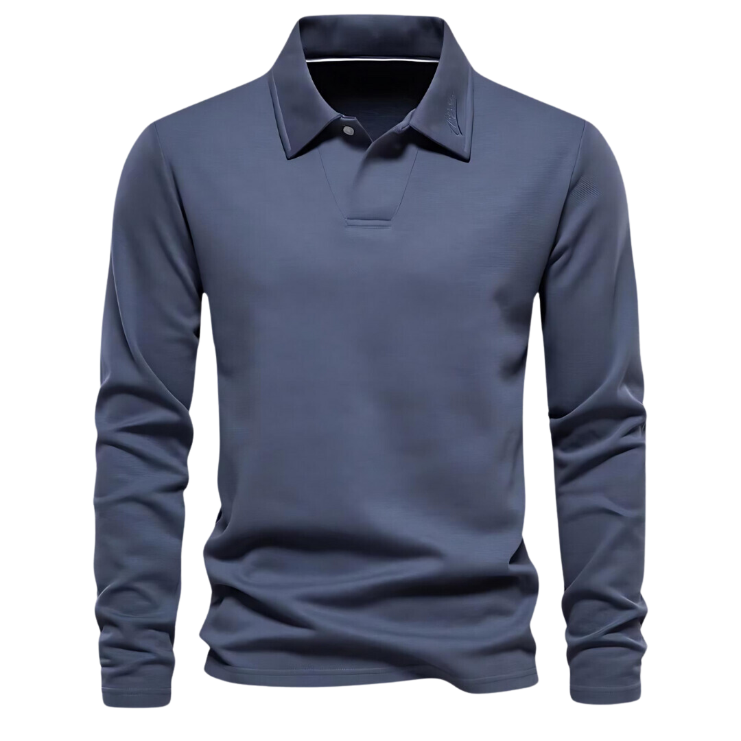 Men's Polo Long Sleeves - Vince-Blue-S-Nora Luxe