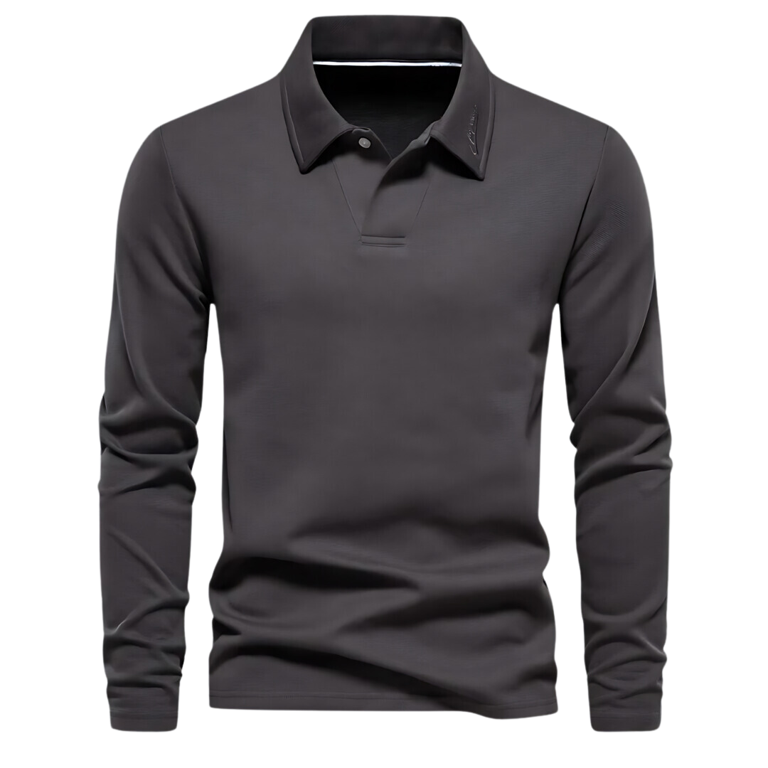 Men's Polo Long Sleeves - Vince-Dark gray-S-Nora Luxe
