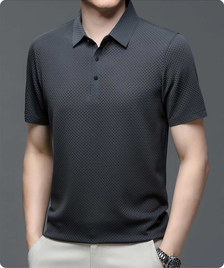 Men's Polo Shirt in Breathable Mesh - Matteo-White-M-Nora Luxe