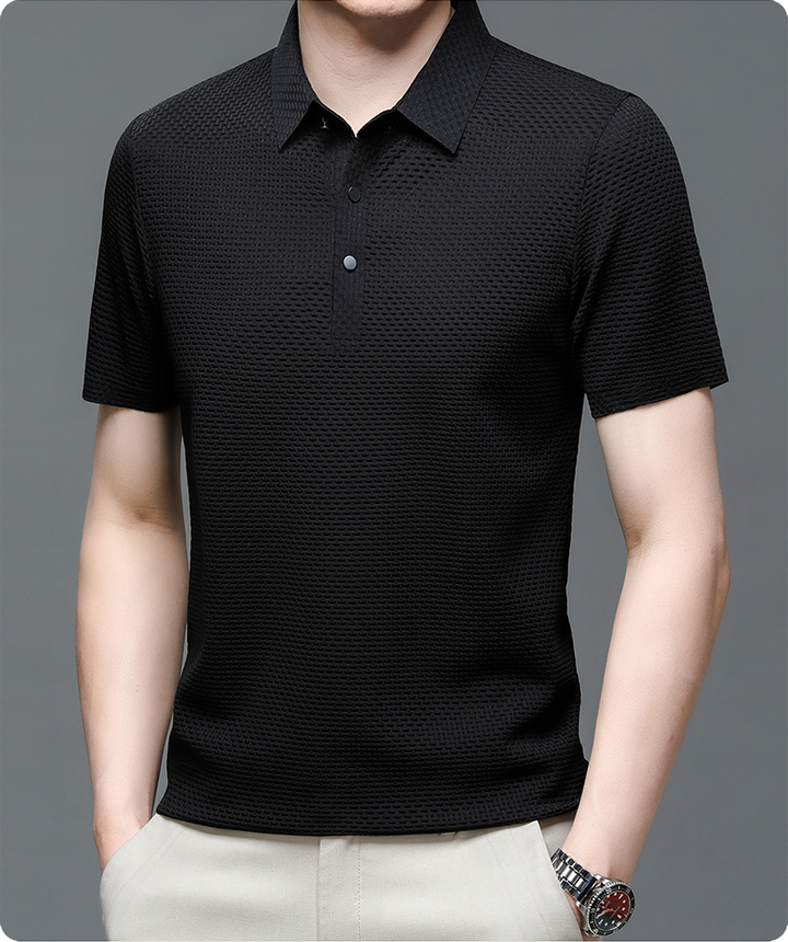 Men's Polo Shirt in Breathable Mesh - Matteo-White-M-Nora Luxe