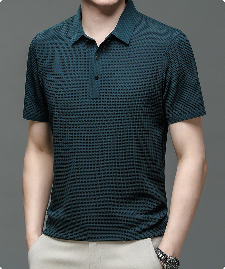 Men's Polo Shirt in Breathable Mesh - Matteo-White-M-Nora Luxe