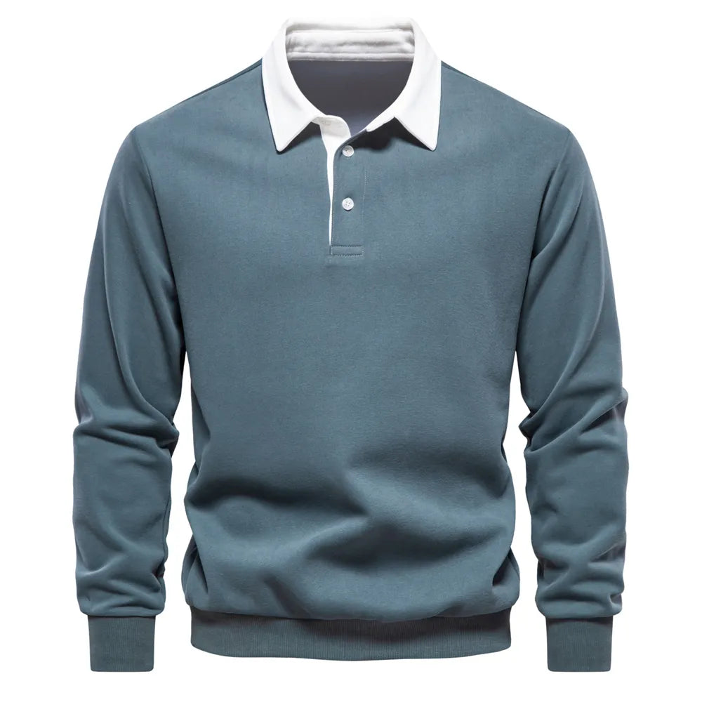 Men's Polo Sweater with Long Sleeves - Rafael-Green-S-Nora Luxe