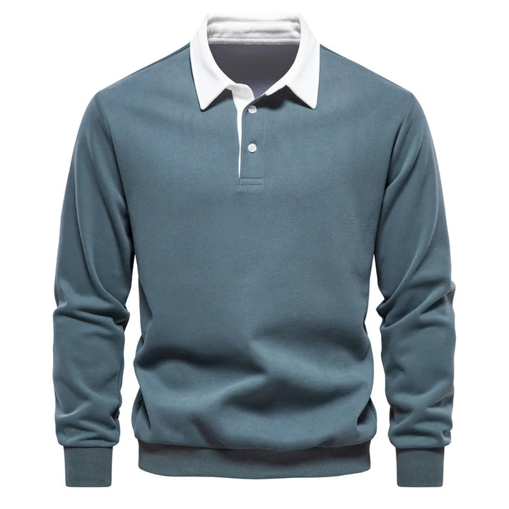 Men's Polo Sweater with Long Sleeves - Rafael-Green-S-Nora Luxe