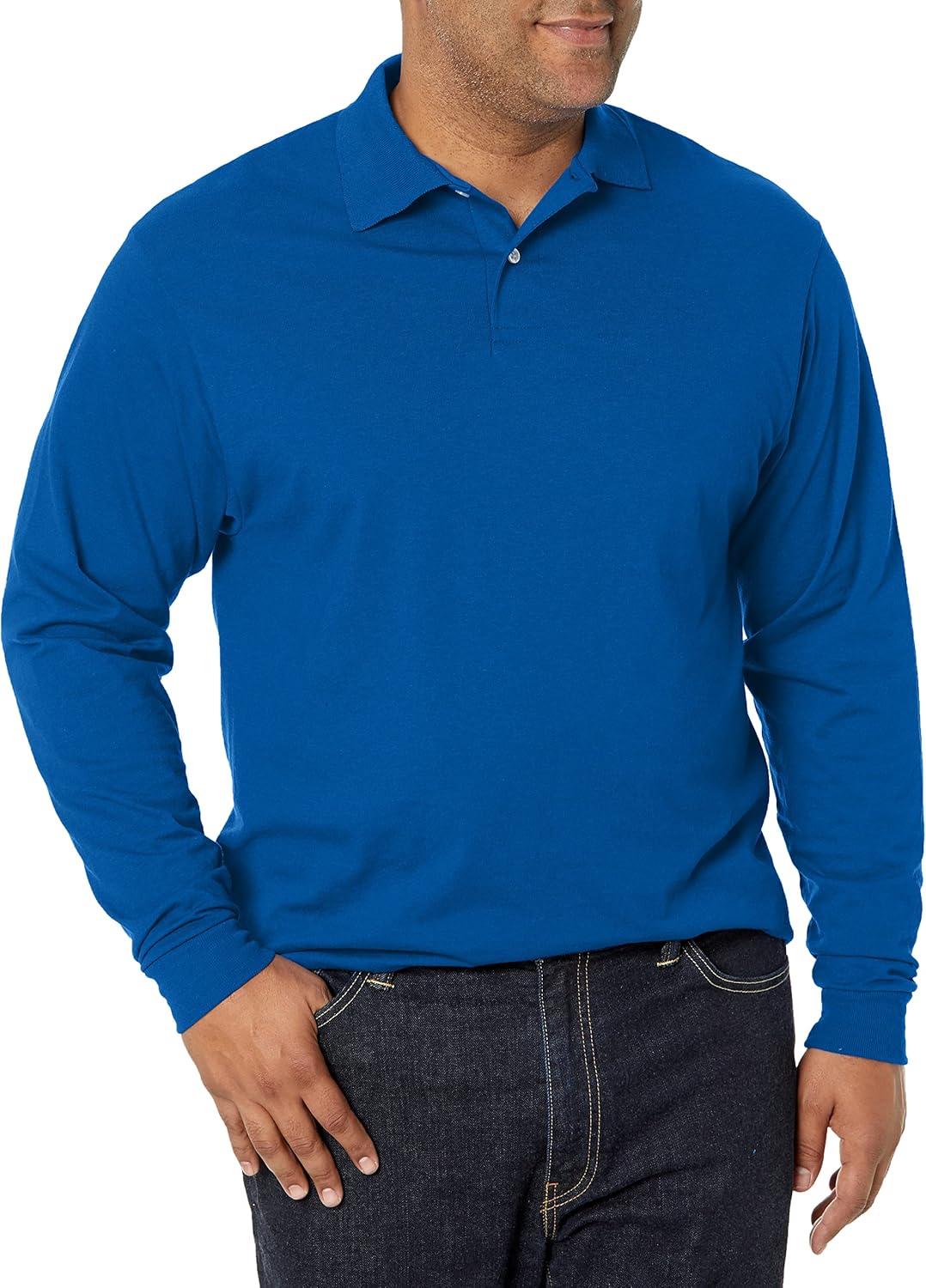Men's Polo with Long Sleeves - Mark-Blue-S-Nora Luxe