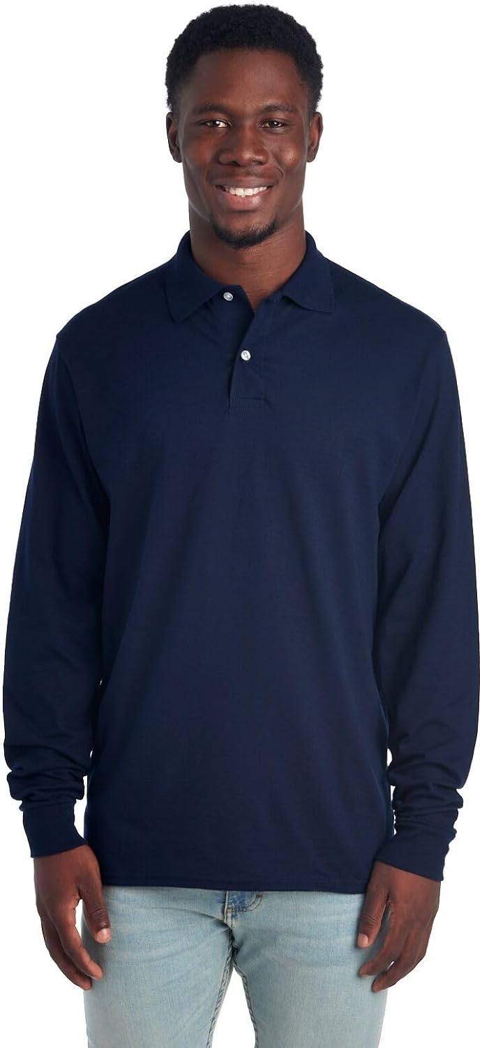 Men's Polo with Long Sleeves - Mark-Dark Blue-S-Nora Luxe