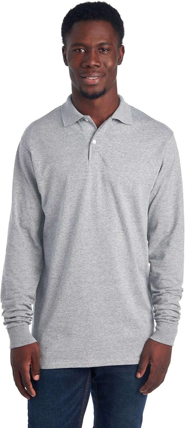 Men's Polo with Long Sleeves - Mark-Gray-S-Nora Luxe