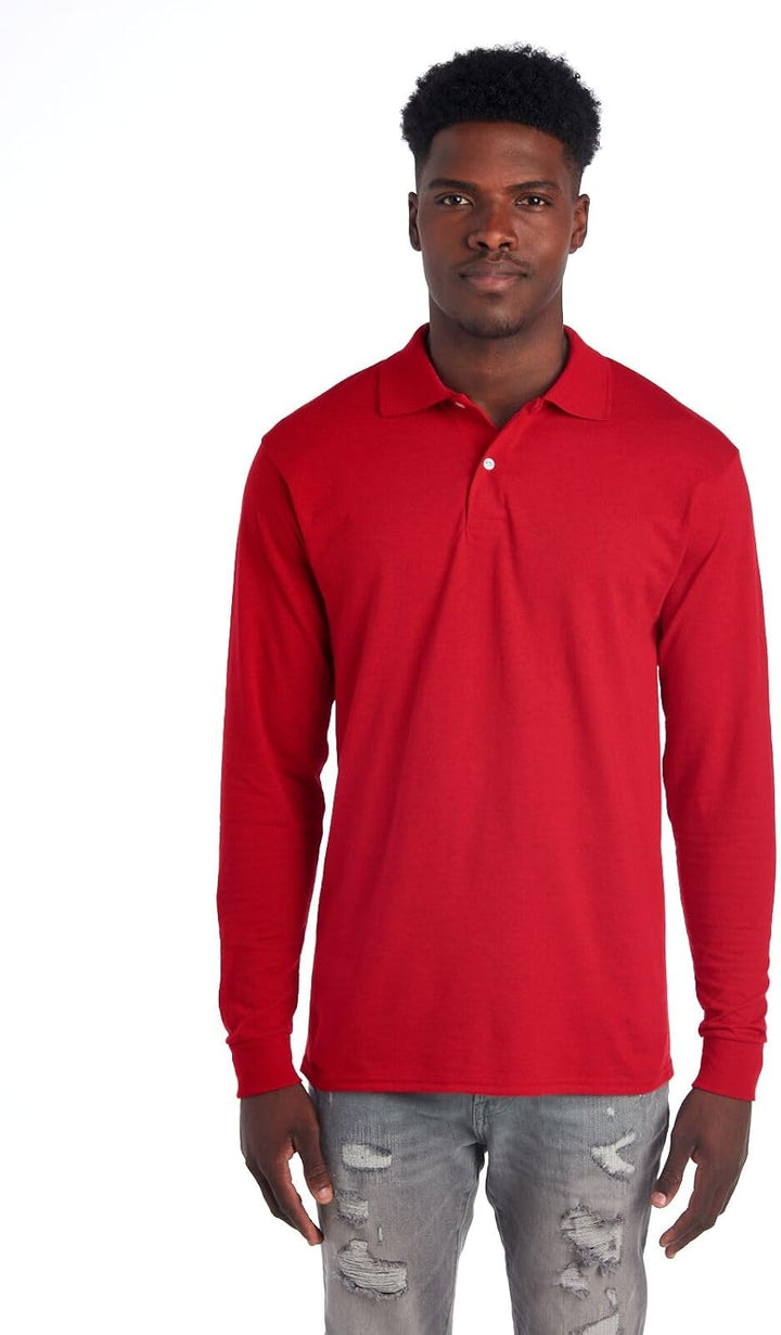 Men's Polo with Long Sleeves - Mark-Red-S-Nora Luxe