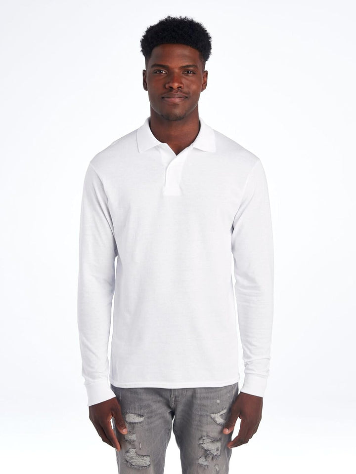 Men's Polo with Long Sleeves - Mark-White-S-Nora Luxe