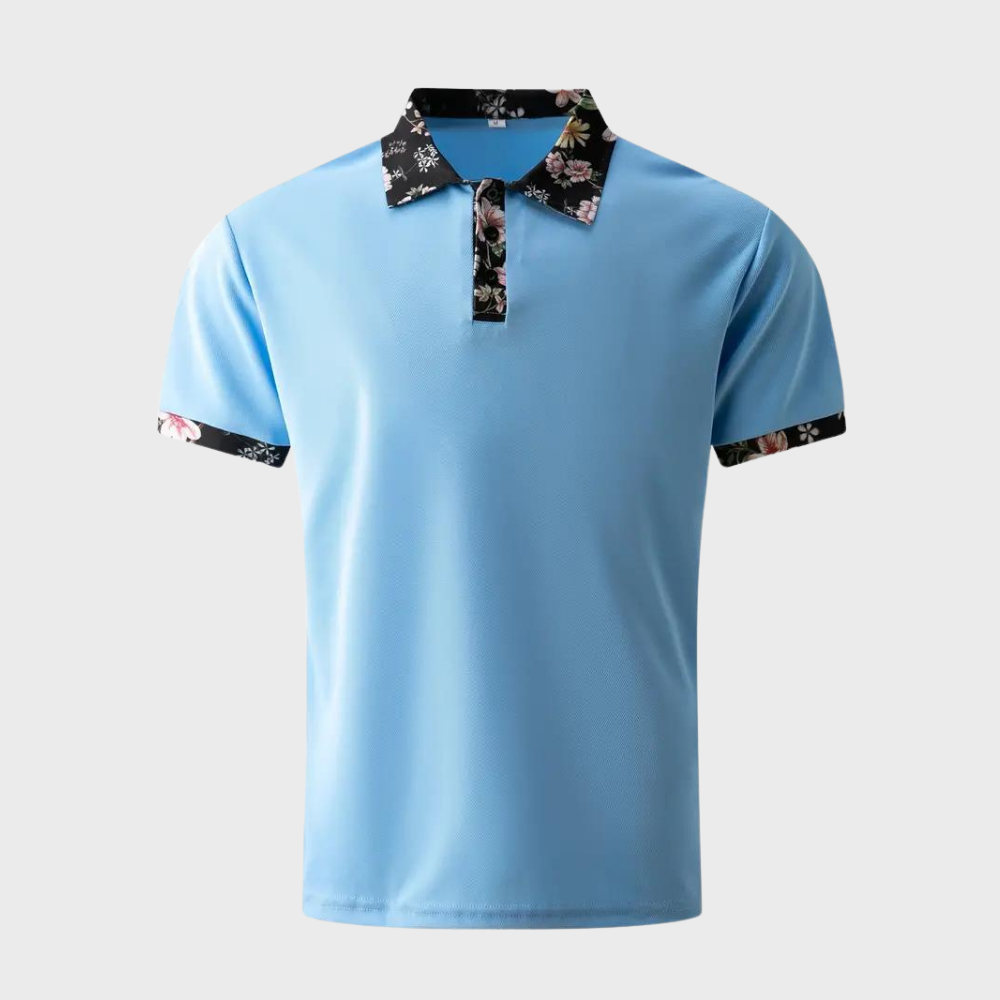 Men's Polo with Subtle Print - Noah-Black-XS-Nora Luxe