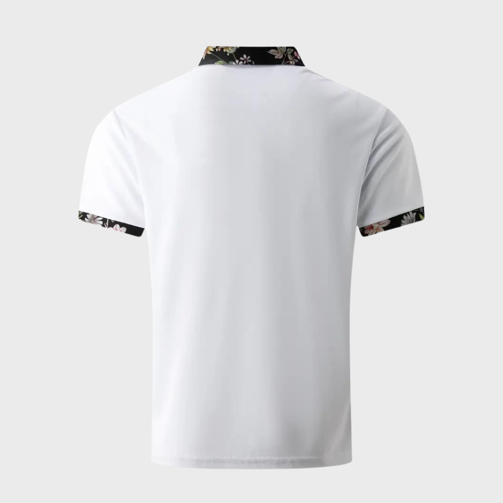 Men's Polo with Subtle Print - Noah-Black-XS-Nora Luxe